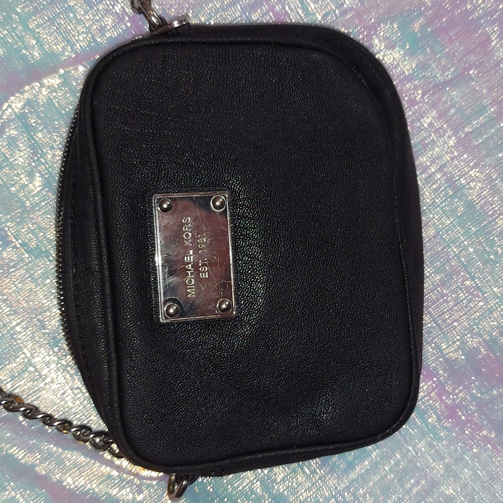 Michael Kors black with silver chain purse